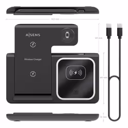 AISENS ASCH-15W3WC043-BK chargeur d'appareils mobiles Casque, Téléphone portable, Smartphone, Smartwatch Noir USB Recharge sans fil Intérieure - Vue supplémentaire 4