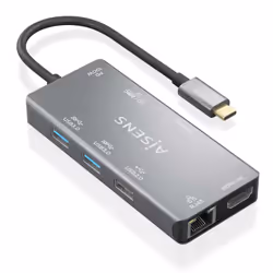 AISENS ASUC-9P018-GR station d'accueil Avec fil USB 3.2 Gen 1 (3.1 Gen 1) Type-C Gris