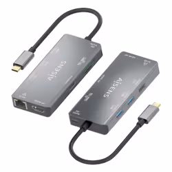 AISENS ASUC-9P018-GR station d'accueil Avec fil USB 3.2 Gen 1 (3.1 Gen 1) Type-C Gris