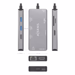 AISENS ASUC-9P018-GR station d'accueil Avec fil USB 3.2 Gen 1 (3.1 Gen 1) Type-C Gris - Vue supplémentaire 4