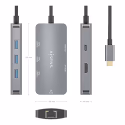 AISENS ASUC-6P019-GR station d'accueil Avec fil USB 3.2 Gen 1 (3.1 Gen 1) Type-C Gris - Vue supplémentaire 4