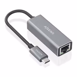 AISENS A109-0898, Avec fil, USB Type-C, Ethernet, 1000 Mbit/s, Gris