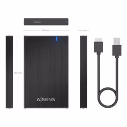 AISENS ASE-2527B Boîtier de disques de stockage Boîtier disque dur/SSD Noir 2.5" - Vue supplémentaire 5