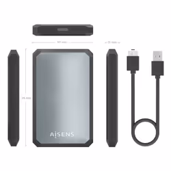 AISENS ASE-2529B Boîtier de disques de stockage Boîtier disque dur/SSD Noir, Gris 2.5" - Vue supplémentaire 5