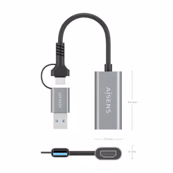 AISENS A109-0913 adaptateur graphique USB Gris - Vue supplémentaire 4