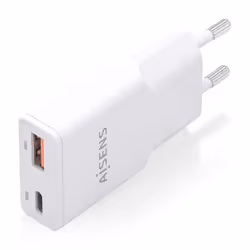 AISENS ASCH-30W2P046-W chargeur d'appareils mobiles Caméra Numérique, MP3, MP4, Téléphone portable, Navigateur, Ordinateur portable, Consoles portables, Smartphone, Tablette, Universel Blanc Secteur Charge rapide Intérieure