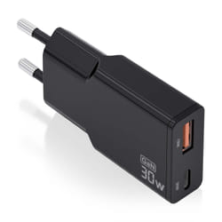 AISENS ASCH-30W2P047-BK chargeur d'appareils mobiles Caméra Numérique, MP3, MP4, Téléphone portable, Navigateur, Ordinateur portable, Consoles portables, Smartphone, Tablette, Universel Noir Secteur Charge rapide Intérieure