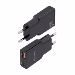 AISENS ASCH-30W2P047-BK chargeur d'appareils mobiles Caméra Numérique, MP3, MP4, Téléphone portable, Navigateur, Ordinateur portable, Consoles portables, Smartphone, Tablette, Universel Noir Secteur Charge rapide Intérieure
