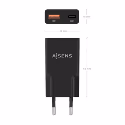 AISENS ASCH-30W2P047-BK chargeur d'appareils mobiles Caméra Numérique, MP3, MP4, Téléphone portable, Navigateur, Ordinateur portable, Consoles portables, Smartphone, Tablette, Universel Noir Secteur Charge rapide Intérieure - Vue supplémentaire 4