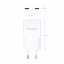 AISENS ASCH-30W2P048-W chargeur d'appareils mobiles Caméra Numérique, MP3, MP4, Téléphone portable, Navigateur, Ordinateur portable, Consoles portables, Smartphone, Tablette, Universel Blanc Secteur Charge rapide Intérieure - Vue supplémentaire 4