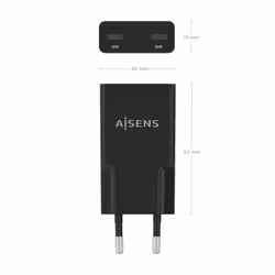 AISENS ASCH-30W2P049-BK chargeur d'appareils mobiles Caméra Numérique, MP3, MP4, Téléphone portable, Navigateur, Ordinateur portable, Consoles portables, Smartphone, Tablette, Universel Noir Secteur Charge rapide Intérieure - Vue supplémentaire 4