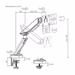 AISENS DT49TSR-343 support d'écran plat pour bureau 124,5 cm (49") Noir, Blanc - Vue supplémentaire 7
