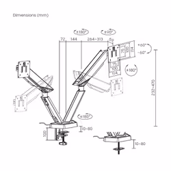 AISENS DT38TSRRGB-349 support d'écran plat pour bureau 96,5 cm (38") Noir, Blanc - Vue supplémentaire 7