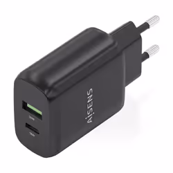 AISENS A110-0923 Caméra Numérique, MP3, MP4, Téléphone portable, Navigateur, Ordinateur portable, Consoles portables, Smartphone, Tablette, Universel Noir Secteur Charge rapide Intérieure