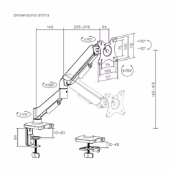AISENS DT32TSR-355 support d'écran plat pour bureau 81,3 cm (32") Noir - Vue supplémentaire 7