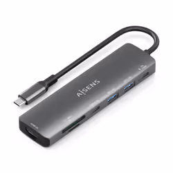 AISENS ASUC-7P026-GR, Avec fil, USB 3.2 Gen 1 (3.1 Gen 1) Type-C, Gris, 5 Gbit/s, USB, USB Type-C