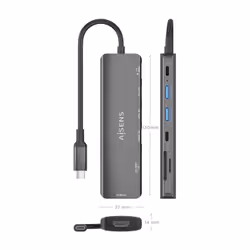 AISENS ASUC-7P026-GR station d'accueil Avec fil USB 3.2 Gen 1 (3.1 Gen 1) Type-C Gris - Vue supplémentaire 4