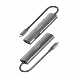AISENS ASUC-7P027-GR station d'accueil Avec fil USB 3.2 Gen 1 (3.1 Gen 1) Type-C Gris