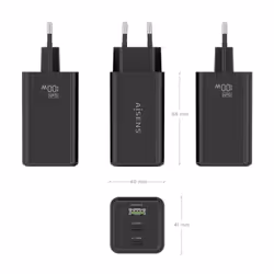 AISENS ASCH-100W3P052-BK chargeur d'appareils mobiles Universel Noir Secteur Charge rapide Intérieure - Vue supplémentaire 4