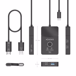 AISENS ASWL-H2KDC30M05-BK station d'accueil Avec fil &sans fil USB 3.2 Gen 1 (3.1 Gen 1) Type-C Noir - Vue supplémentaire 4