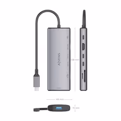 AISENS ASUC-7P031-GR station d'accueil Avec fil USB 3.2 Gen 1 (3.1 Gen 1) Type-C Gris - Vue supplémentaire 4