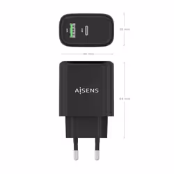 AISENS A110-0972 chargeur d'appareils mobiles Caméra Numérique, GPS, Téléphone portable, Ordinateur portable, Smartphone, Tablette, Universel Noir Secteur Charge rapide Intérieure - Vue supplémentaire 4