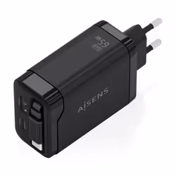 AISENS ASCH-65W3P071-BK chargeur d'appareils mobiles Caméra Numérique, GPS, Téléphone portable, Ordinateur portable, Smartphone, Tablette, Universel Noir Secteur Charge rapide Intérieure - Vue supplémentaire 2
