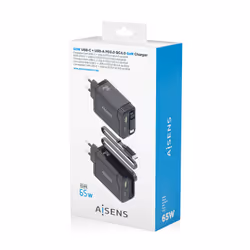 AISENS ASCH-65W3P071-BK chargeur d'appareils mobiles Caméra Numérique, GPS, Téléphone portable, Ordinateur portable, Smartphone, Tablette, Universel Noir Secteur Charge rapide Intérieure - Vue supplémentaire 7