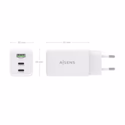 AISENS ASCH-65W3P072-W chargeur d'appareils mobiles Caméra Numérique, GPS, Téléphone portable, Ordinateur portable, Smartphone, Tablette, Universel Blanc Secteur Charge rapide Intérieure - Vue supplémentaire 4
