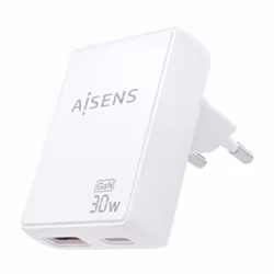 AISENS ASCH-30W2P074-W chargeur d'appareils mobiles Caméra Numérique, Téléphone portable, Ordinateur portable, Smartphone, Tablette, Universel Blanc Secteur Charge rapide Intérieure - Vue supplémentaire 2