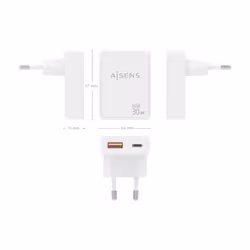AISENS ASCH-30W2P074-W chargeur d'appareils mobiles Caméra Numérique, Téléphone portable, Ordinateur portable, Smartphone, Tablette, Universel Blanc Secteur Charge rapide Intérieure - Vue supplémentaire 4