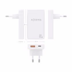 AISENS ASCH-65W2P076-W chargeur d'appareils mobiles Caméra Numérique, Téléphone portable, Ordinateur portable, Smartphone, Tablette, Universel Blanc Secteur Charge rapide Intérieure - Vue supplémentaire 4
