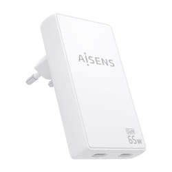 AISENS ASCH-65W2P077-W chargeur d'appareils mobiles Caméra Numérique, Téléphone portable, Ordinateur portable, Smartphone, Tablette, Universel Blanc Secteur Charge rapide Intérieure