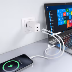 AISENS ASCH-65W2P078-W chargeur d'appareils mobiles Caméra Numérique, Téléphone portable, Ordinateur portable, Smartphone, Tablette, Universel Blanc Secteur Charge rapide Intérieure - Vue supplémentaire 5