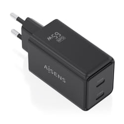 AISENS ASCH-65W2P079-BK chargeur d'appareils mobiles Caméra Numérique, Téléphone portable, Ordinateur portable, Smartphone, Tablette, Universel Noir Secteur Charge rapide Intérieure