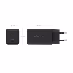 AISENS ASCH-65W2P079-BK chargeur d'appareils mobiles Caméra Numérique, Téléphone portable, Ordinateur portable, Smartphone, Tablette, Universel Noir Secteur Charge rapide Intérieure - Vue supplémentaire 4