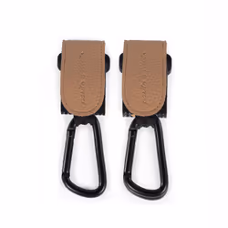 Pasito a Pasito Set Of 2 Stroller Hook Icon Caramel, Crochet, Cuir véritable, Marron, Monochromatique, Chancelière pour bébé, ...