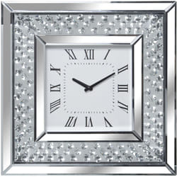 Fijalo - Horloge murale miroir avec diamants 40X40 Cm 40X4,5X40 Cm, batterie : 1Xaa No Inc.