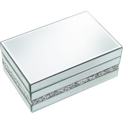 Fijalo - Boîte à bijoux en verre miroir avec diamants 22x14x9 cm