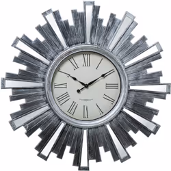 Horloge Murale en Résine Argentée _°57,5X4,5 Cm -Batterie : 1Xaa (Non Incl Matériau : acrylique/mélamine/plastique Mesures et ...