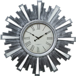 Fijalo - Horloge Murale en Résine Argentée °57,5X4,5 Cm -Batterie : 1Xaa (Non Incl