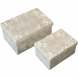 Ensemble 2 boîtes rectangulaires Fleurs De Nacre Relief Naturel _21X14X10+16X11X8 Cm Matériel: Autres Mesures et informations ...