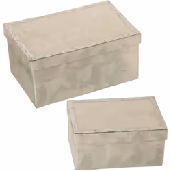 Lot de 2 Boites Rectangulaires Nacre Naturelle Peinte Bord Argent _21X11X10+16X11X8 Cm Matériel: Autres Mesures et informatio ...
