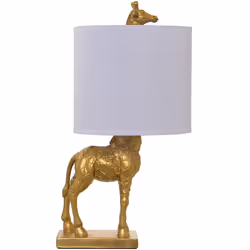 Lampe de table en résine girafe dorée, 1Xe27, Max40W non inclus 23X20X42 Cm, base: 14X8X23 Cm Matériau : acrylique/mélamine/p ...