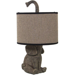 Fijalo - Lampe de table en résine éléphant, abat-jour en lin, 1Xe27, Max.4 °30X37 cm