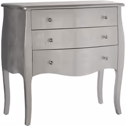 Commode en bois 3 tiroirs argentés 85x40x80 cm, sapin+Dm Matériel: Bois Mesures et informations supplémentaires : 85X40X80 Cm ...