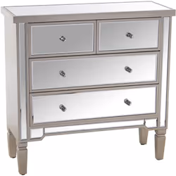 Commode Bois/Miroir avec 4 Tiroirs Champagne _85X33X84 Cm Matériel: Bois Mesures et informations supplémentaires : _85X33X84  ...