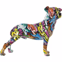 Figurine de chien en résine graffiti multicolore _29X12X24 Cm Matériau : acrylique/mélamine/plastique Mesures et informations ...