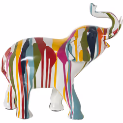 Figurine éléphant en résine multicolore Graffiti _30X12X28 Cm Matériau : acrylique/mélamine/plastique Mesures et informations ...