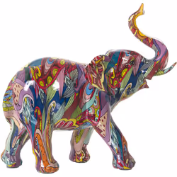 Figurine éléphant en résine multicolore Graffiti 24X9X20 Cm Matériau : acrylique/mélamine/plastique Mesures et informations s ...